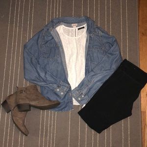 Jean flannel-like top
